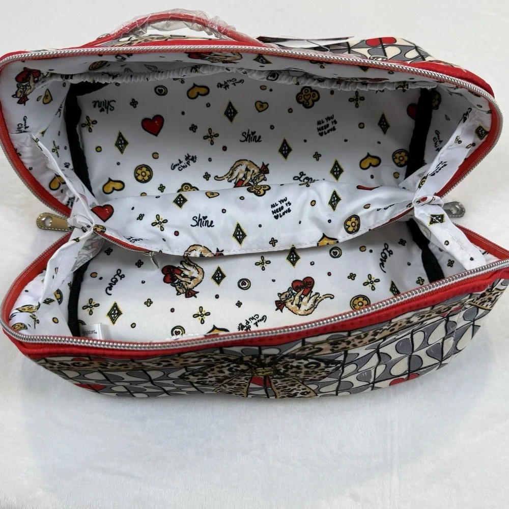 NWT Brighton Wild Love Cosmetic Bag Travel Bag Hearts Leopard Brighton